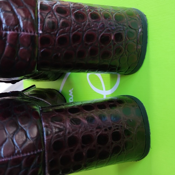 Sam Edelman Codie 2 Boots Red Bordeaux Burgundy Croc Size 9.5 - Picture 11 of 14